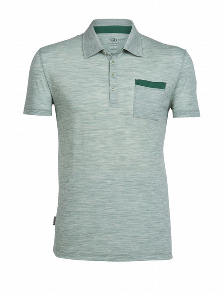 Icebreaker Quattro Short Sleeve Polo T-shirt L Short sleeve Polo neck Merino wool,Nylon Green