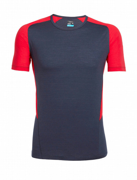 Icebreaker Cool-Lite Strike Lite Short Sleeve Crewe T-shirt S Kurzärmel Rundhals Merino-Wolle Blau, Rot