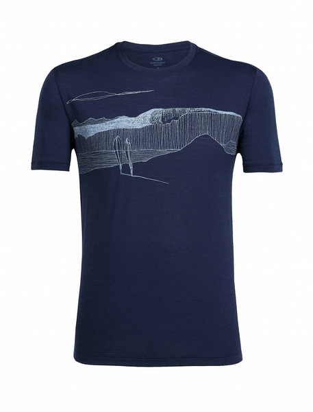 Icebreaker Tech Lite Short Sleeve Crewe Spanish Plunder T-shirt L Kurzärmel Rundhals Merino-Wolle Blau