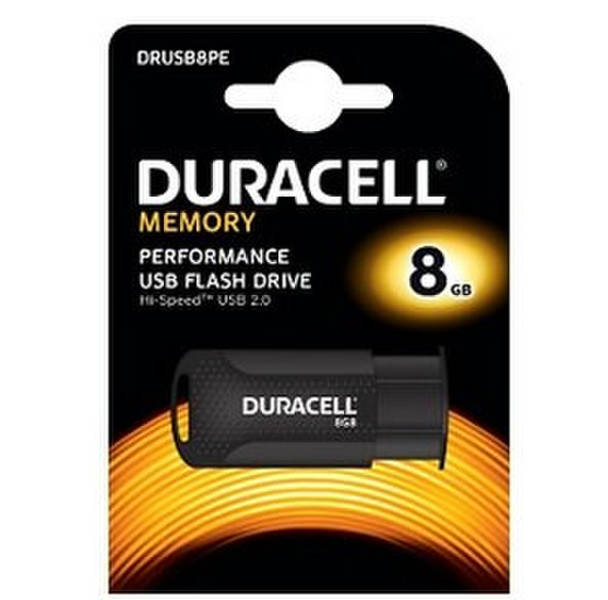 Duracell DRUSB8PE 8GB USB 2.0 Type-A Black USB flash drive