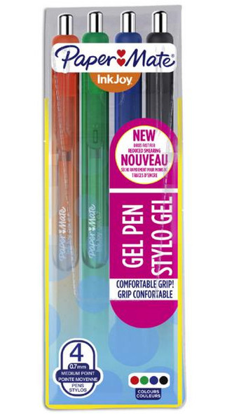 Papermate InkJoy Gel Retractable gel pen Черный, Синий, Зеленый, Оранжевый 4шт