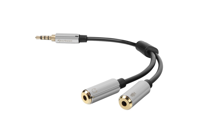 Sharkoon 0.12m, 3.5mm/2x3.5mm 0.12m 3.5mm 2 x 3.5mm Black,Silver audio cable