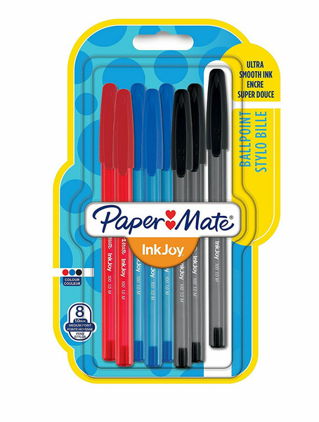 Papermate InkJoy 100 Stick ballpoint pen Schwarz, Blau, Rot 8Stück(e)