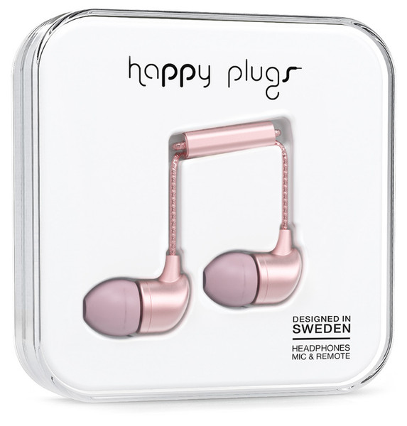 Happy Plugs In-Ear im Ohr Binaural Verkabelt Rosa-Goldfarben