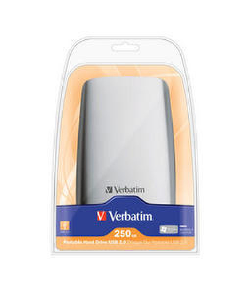 Verbatim 250GB USB 2.0 Portable HDD 2.0 250GB Silver external hard drive