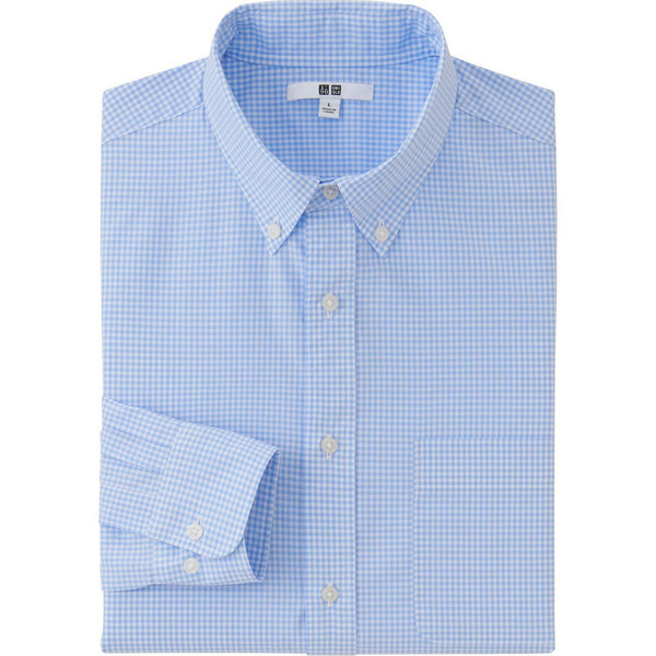 UNIQLO MEN EXTRA FINE COTTON BROADCLOTH CHECKED LONG SLEEVE SHIRT
