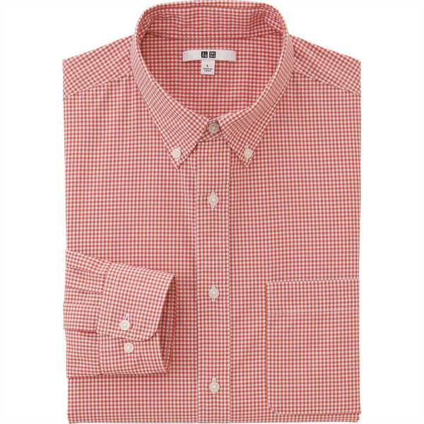 UNIQLO MEN EXTRA FINE COTTON BROADCLOTH CHECKED LONG SLEEVE SHIRT