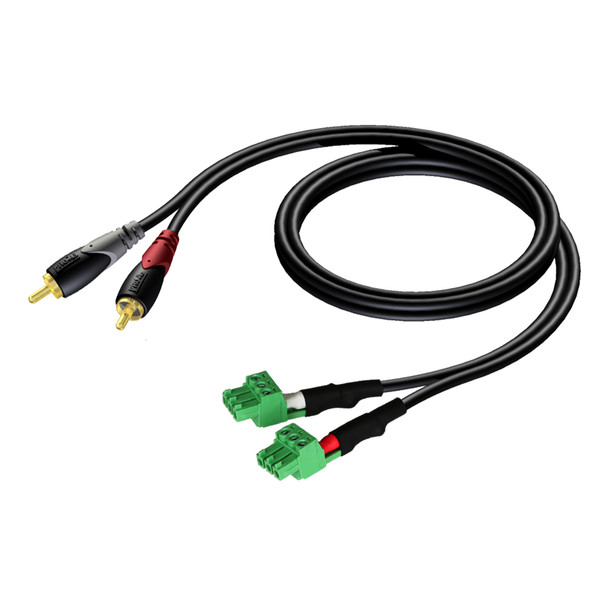 AUDAC CLA832 0.5m 2 x RCA 2 x Terminal Black,Green audio cable