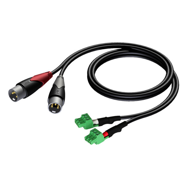 AUDAC CLA834 0.5м 2 x XLR (3-pin) 2 x Terminal Черный, Зеленый, Серый аудио кабель