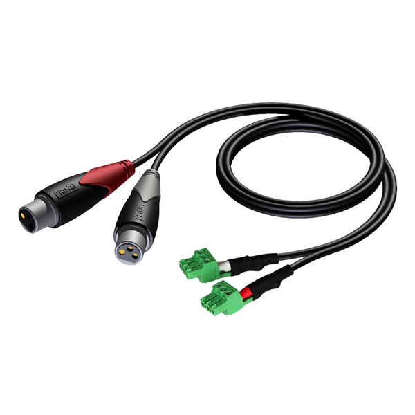 AUDAC CLA835 0.5м 2 x XLR (3-pin) 2 x Terminal Черный, Зеленый, Серый аудио кабель