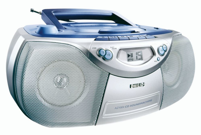 Philips AZ1004/00C 2Вт Синий, Cеребряный домашний музыкальный центр