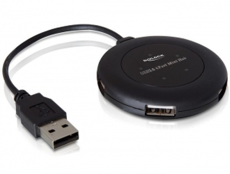 DeLOCK USB 2.0 external 4-port HUB 480Мбит/с Черный хаб-разветвитель