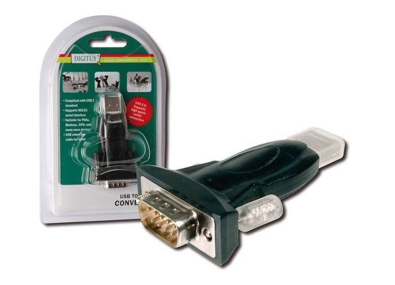 Digitus USB / Serial Adapter RS-232 USB 2.0 Черный кабельный разъем/переходник