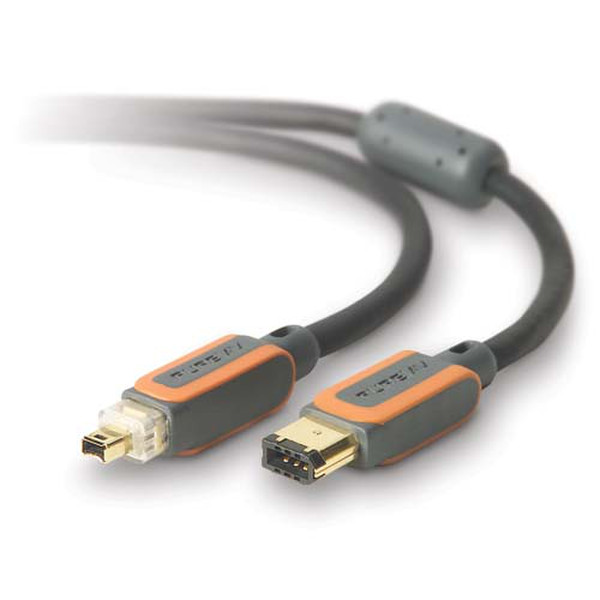 Pure AV Digital Camcorder FireWire 4-pin>6-pin Cable - 3.7m 3.7m Black firewire cable