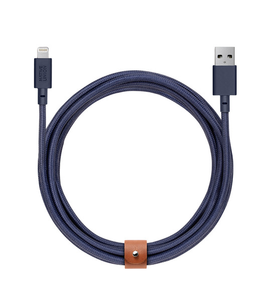 Native Union Belt Cable XL 3m Lightning USB A Navy mobile phone cable