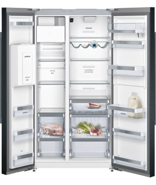 Siemens iQ700 KA92DHB31 Отдельностоящий 541л A++ Черный side-by-side холодильник