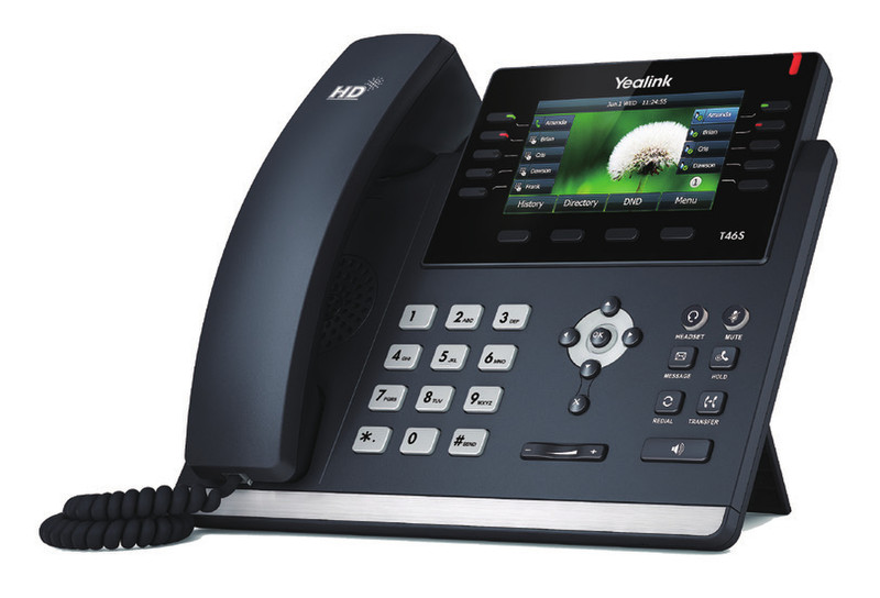 Yealink SIP-T46S Wired handset 16lines LCD Black IP phone