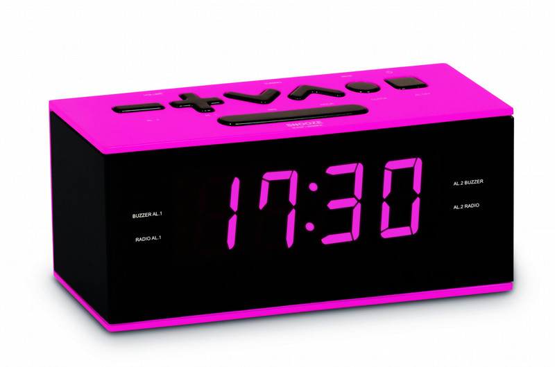 Bigben Interactive Dual Alarm Clock Radio (Pink) radio