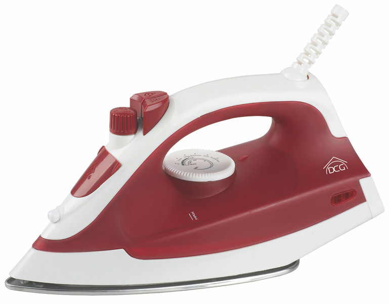 DCG Eltronic DB8010 Dry & Steam iron Stainless Steel soleplate 1800W Rot, Weiß Bügeleisen