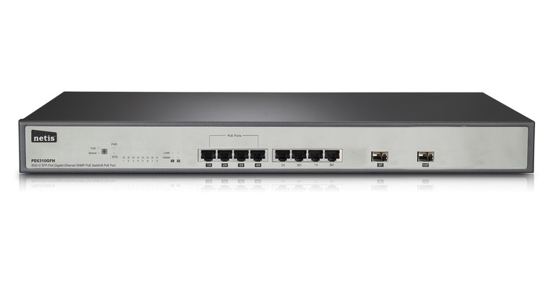 Netis System PE6310GFH Gigabit Ethernet (10/100/1000) Power over Ethernet (PoE) Черный сетевой коммутатор