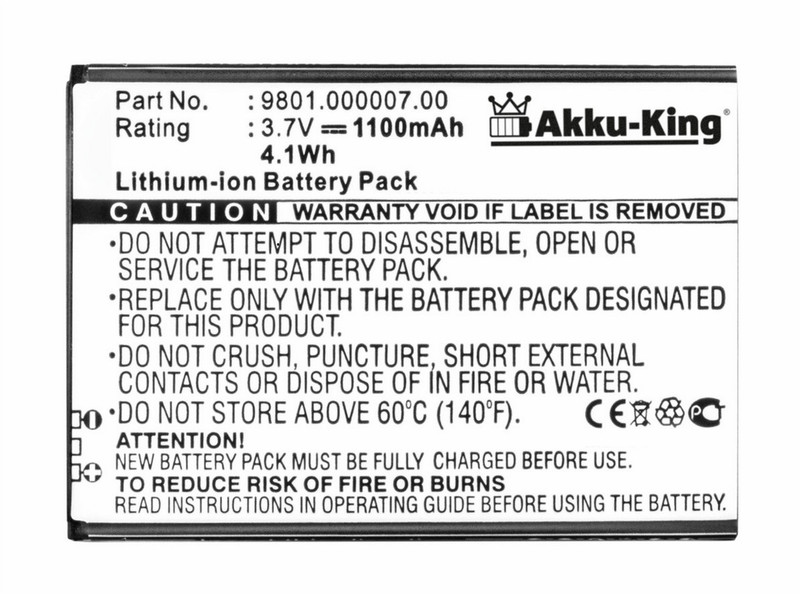 Akku-King 20109423 Lithium-Ion 1100mAh 3.7V Wiederaufladbare Batterie