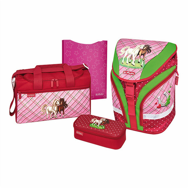 Herlitz Motion Horses Girl Polyester Green,Pink school bag set