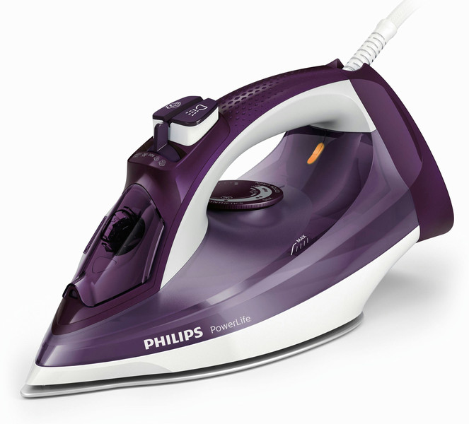 Philips PowerLife GC2995/35 Паровой утюг Подошва с покрытием SteamGlide 2400Вт Пурпурный, Белый утюг