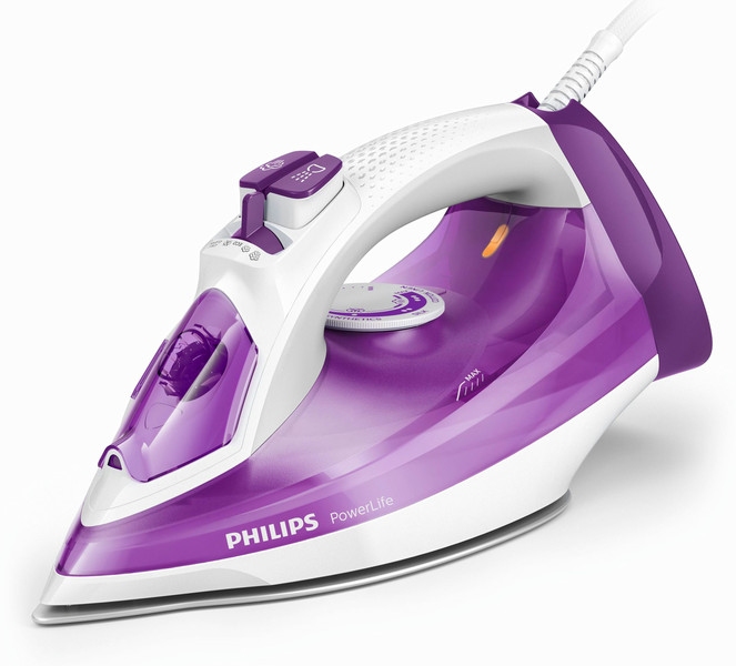 Philips PowerLife GC2991/30 Steam iron SteamGlide soleplate 2300W Purple,White iron