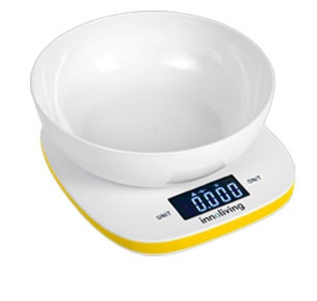 Innoliving INN-132Y Tisch Quadratisch Electronic kitchen scale Weiß, Gelb Küchenwaage