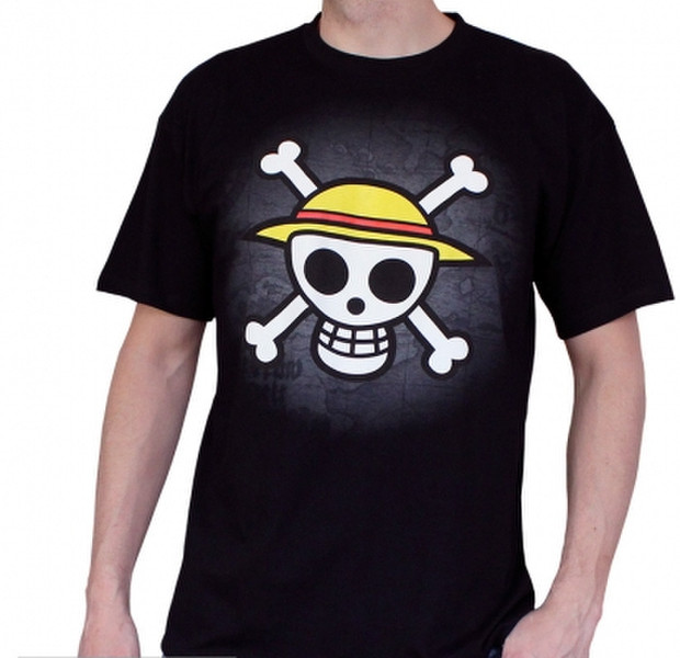 ABYstyle One Piece T-shirt Skull with map T-shirt S Kurzärmel Rundhals Baumwolle Schwarz