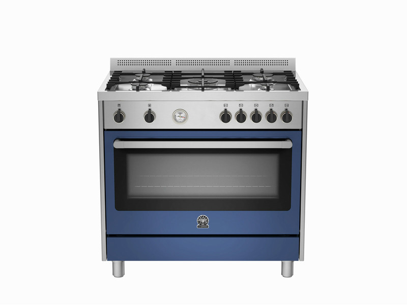 Bertazzoni La Germania RIS9 5C 61 B XB Freistehend Gas hob A Blau, Edelstahl Küchenherd