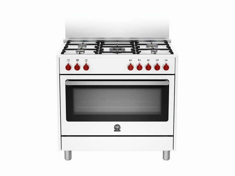 Bertazzoni La Germania RIS9 5C 61 C W Freistehend Gas hob A Edelstahl, Weiß Küchenherd