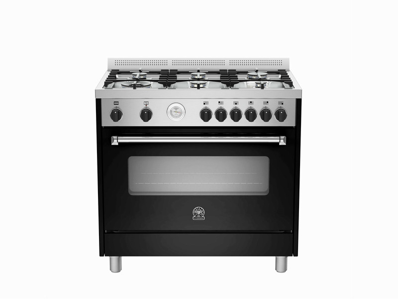 Bertazzoni La Germania AMS9 6C 61 B NE Отдельностоящий Gas hob A Черный, Нержавеющая сталь кухонная плита