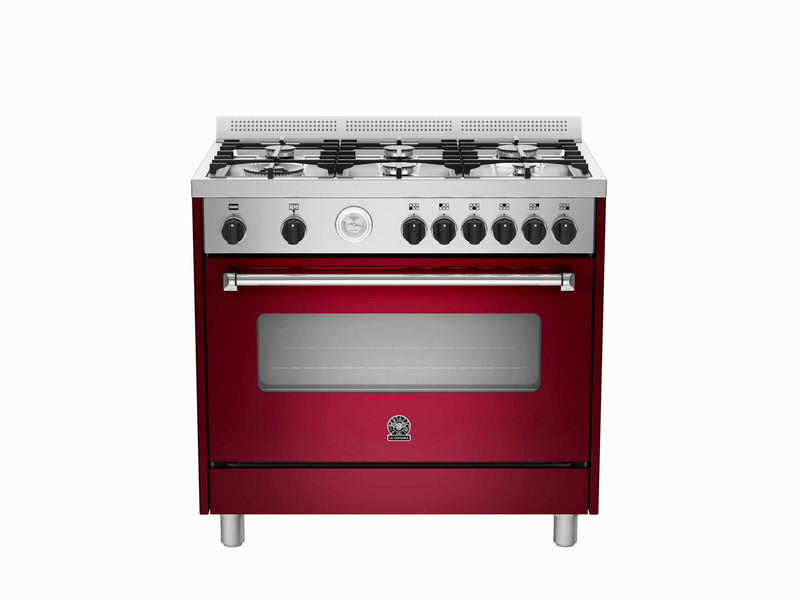 Bertazzoni La Germania AMS9 6C 61 B VI Freestanding Gas A Red,Stainless steel cooker
