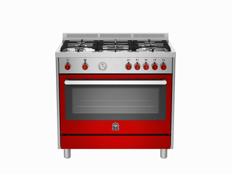 Bertazzoni La Germania RIS9 5C 71 B XR Tabletop Gas hob A+ Red,Stainless steel cooker