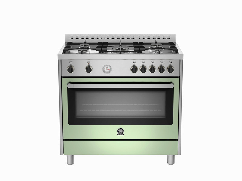 Bertazzoni La Germania RIS9 5C 71 B XV Отдельностоящий Gas hob A+ Зеленый, Нержавеющая сталь кухонная плита