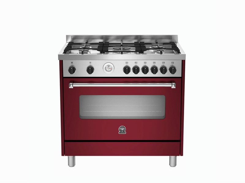 Bertazzoni La Germania AMS9 5C 71 B VI Freestanding Gas hob A+ Red,Stainless steel cooker