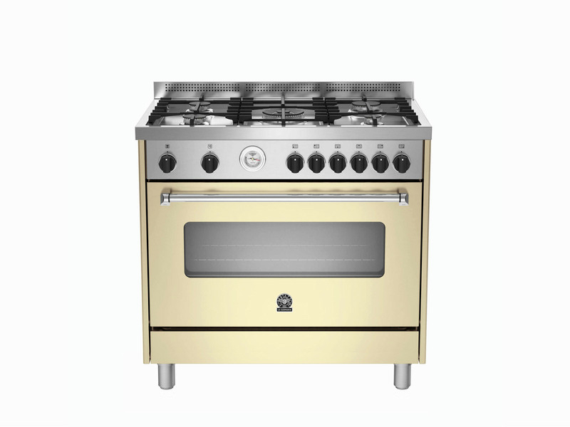 Bertazzoni La Germania AMS9 5C 71 B CR Отдельностоящий Gas hob A+ Кремовый, Нержавеющая сталь кухонная плита