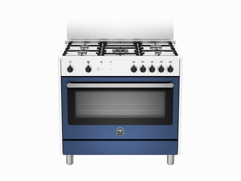 Bertazzoni La Germania RIS9 5C 71 C WB Freistehend Gas hob A+ Blau, Edelstahl Küchenherd