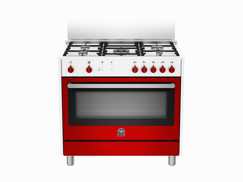 Bertazzoni La Germania RIS9 5C 71 C WR Freestanding Gas hob A+ Red,Stainless steel cooker