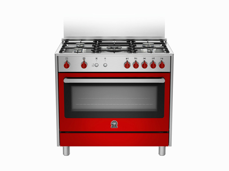 Bertazzoni La Germania RIS9 5C 71 C XR Freistehend Gas hob A+ Rot, Edelstahl Küchenherd