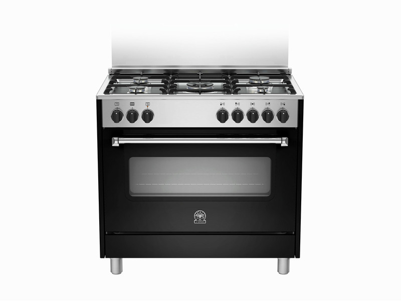 Bertazzoni La Germania AMS9 5C 61 C NE Отдельностоящий Gas hob A Черный, Нержавеющая сталь кухонная плита