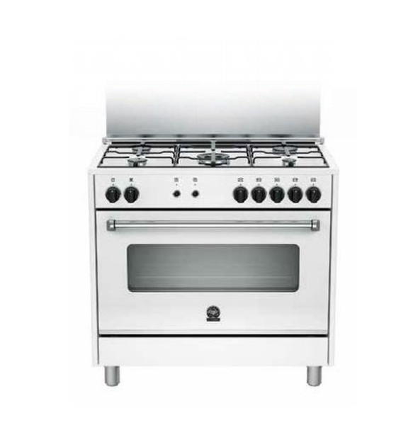 Bertazzoni La Germania AMS9 5C 61L D W Отдельностоящий Gas hob A+ Нержавеющая сталь, Белый кухонная плита