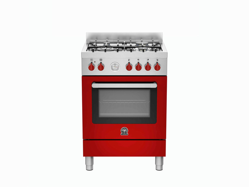 Bertazzoni La Germania RI6 4C 61 B XR Freestanding Gas hob A Red,Stainless steel cooker