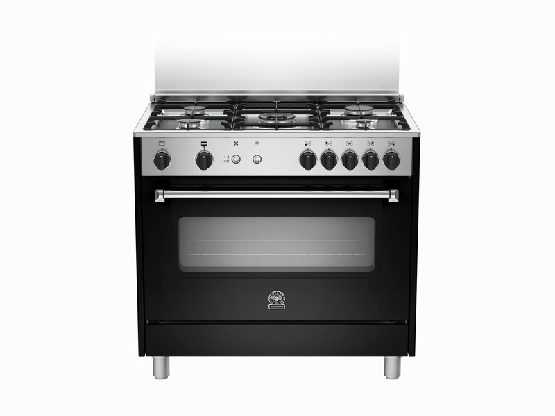 Bertazzoni La Germania AMS9 5C 71 C NE Отдельностоящий Gas hob A+ Черный, Нержавеющая сталь кухонная плита