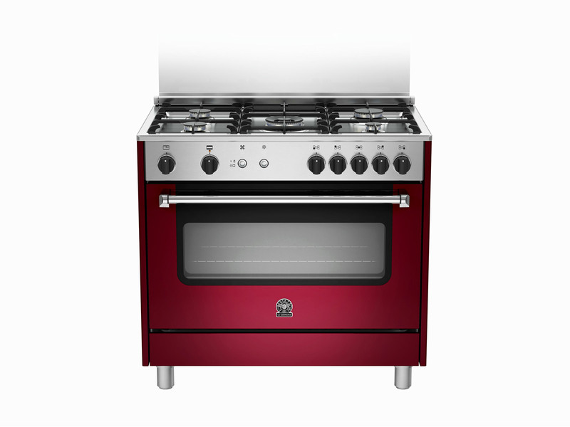 Bertazzoni La Germania AMS9 5C 71 C VI Freestanding Gas hob A+ Red,Stainless steel cooker