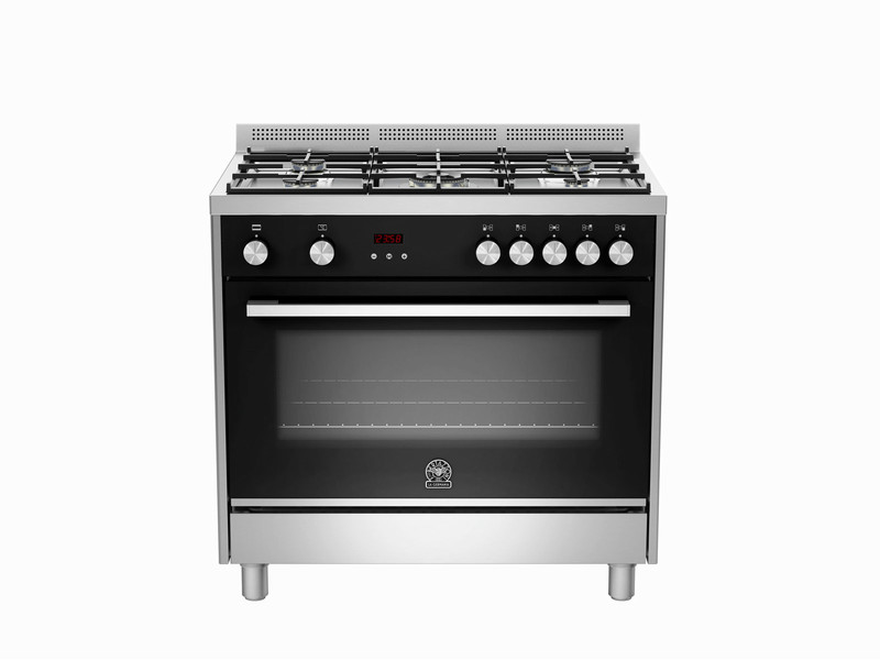 Bertazzoni La Germania TUS9 5C 61 B X Freistehend Gaskochfeld A Schwarz, Edelstahl Küchenherd