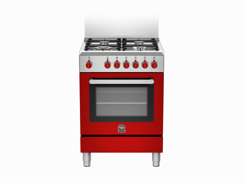 Bertazzoni La Germania RI6 4C 61 C XR Отдельностоящий Gas hob A Красный, Нержавеющая сталь кухонная плита