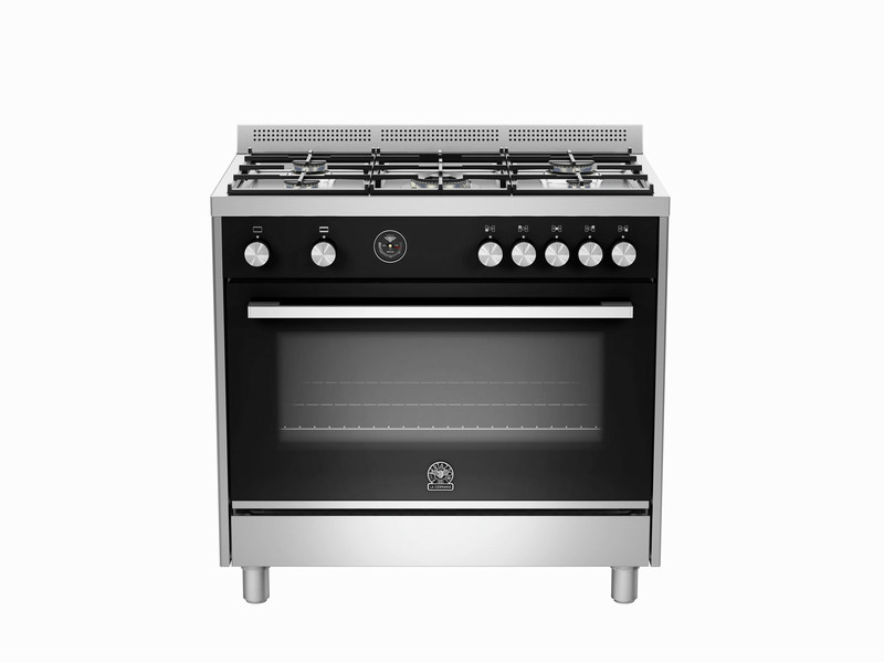 Bertazzoni La Germania TUS9 5C 71 B X Freistehend Gaskochfeld A+ Schwarz, Edelstahl Küchenherd