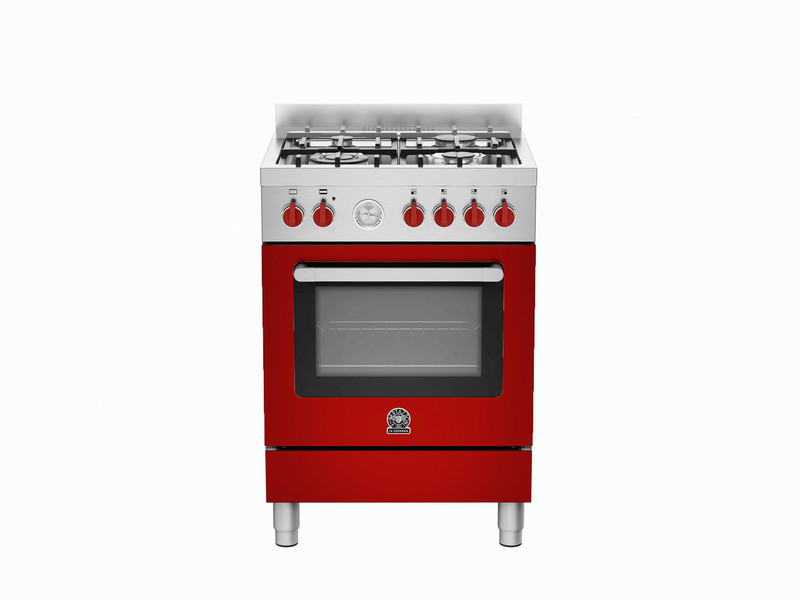 Bertazzoni La Germania RI6 4C 71 B XR Freestanding Gas hob A Red,Stainless steel cooker